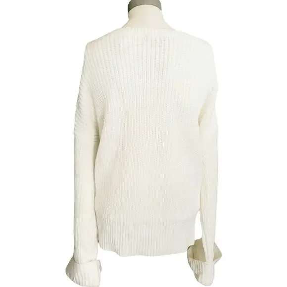 SANCTUARY Now Or Never cozy knit pullover rib sweater winter white Size XL NEW - Picture 2 of 6